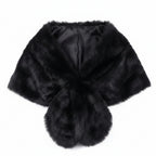 Black faux fur shrug on a white background