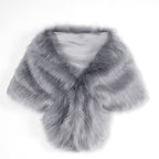 Gray faux fur collar on a white background